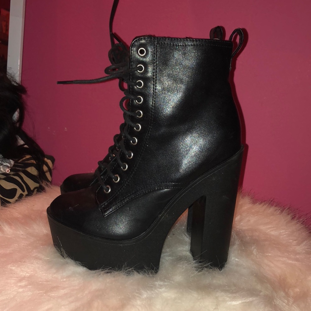 Matte leather platform punk boots